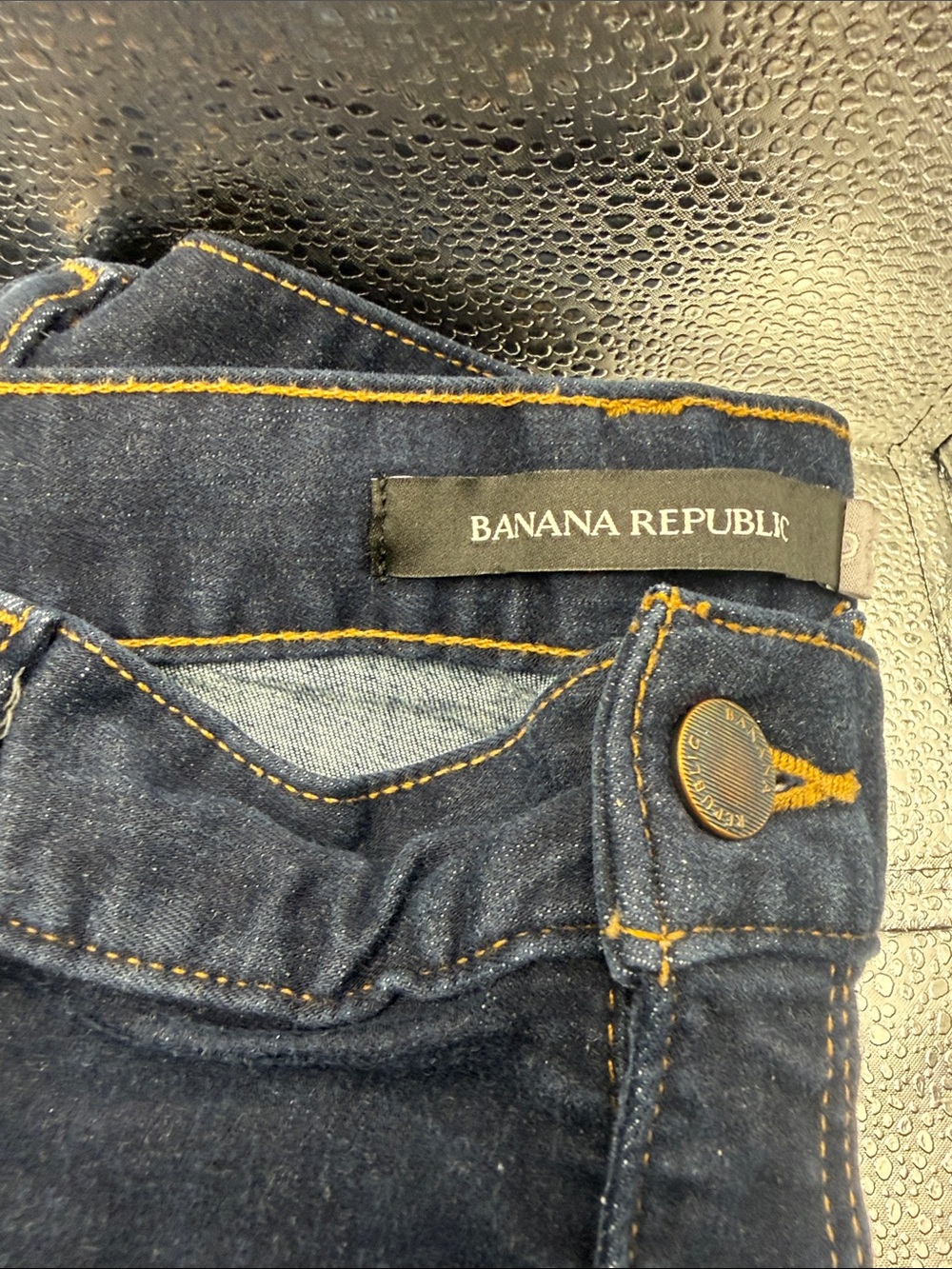 Banana Republic Women’s Navy Skinny Jeans with Gold Stitching